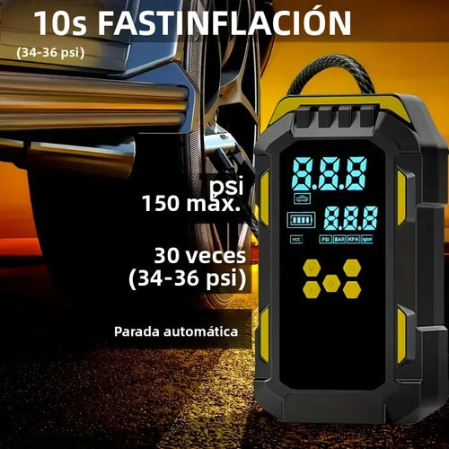 12V Durable 2-in-1 Car Jump Starter & Tire Air Compressor - 150PSI, -40°C-80°C Low-Temp Operation, USB Port for Phones